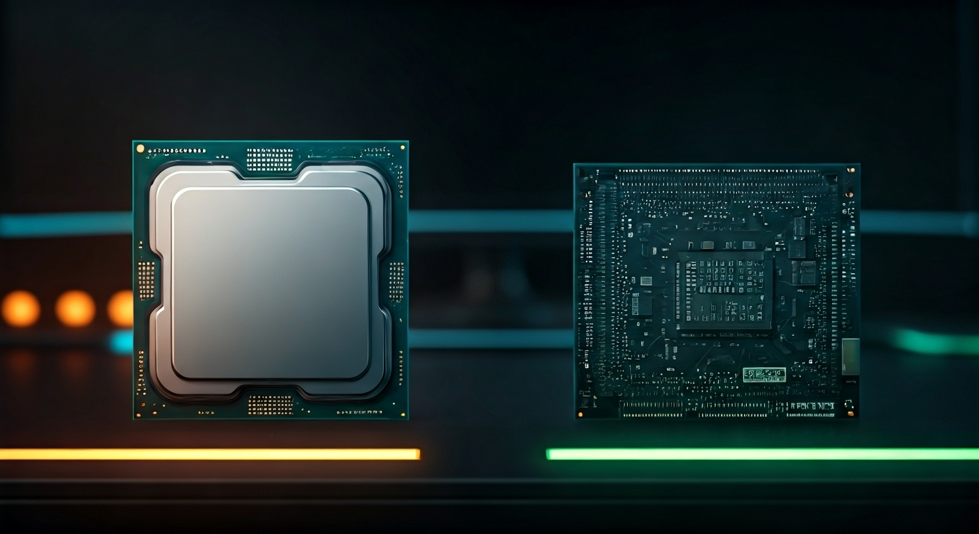 Intel and AMD CPUs on gaming desk