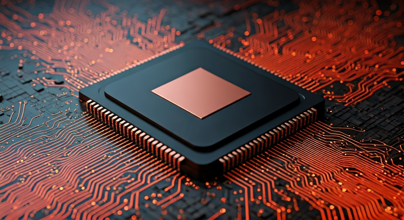 CPU chip with glowing circuits