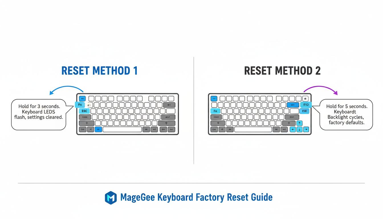Infographic: General Factory Reset Procedure for Most MageGee Keyboards